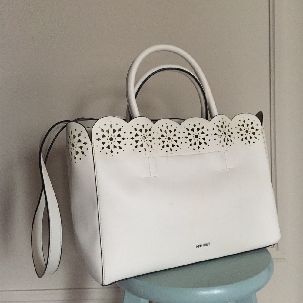 Nine West white perforated summer bag